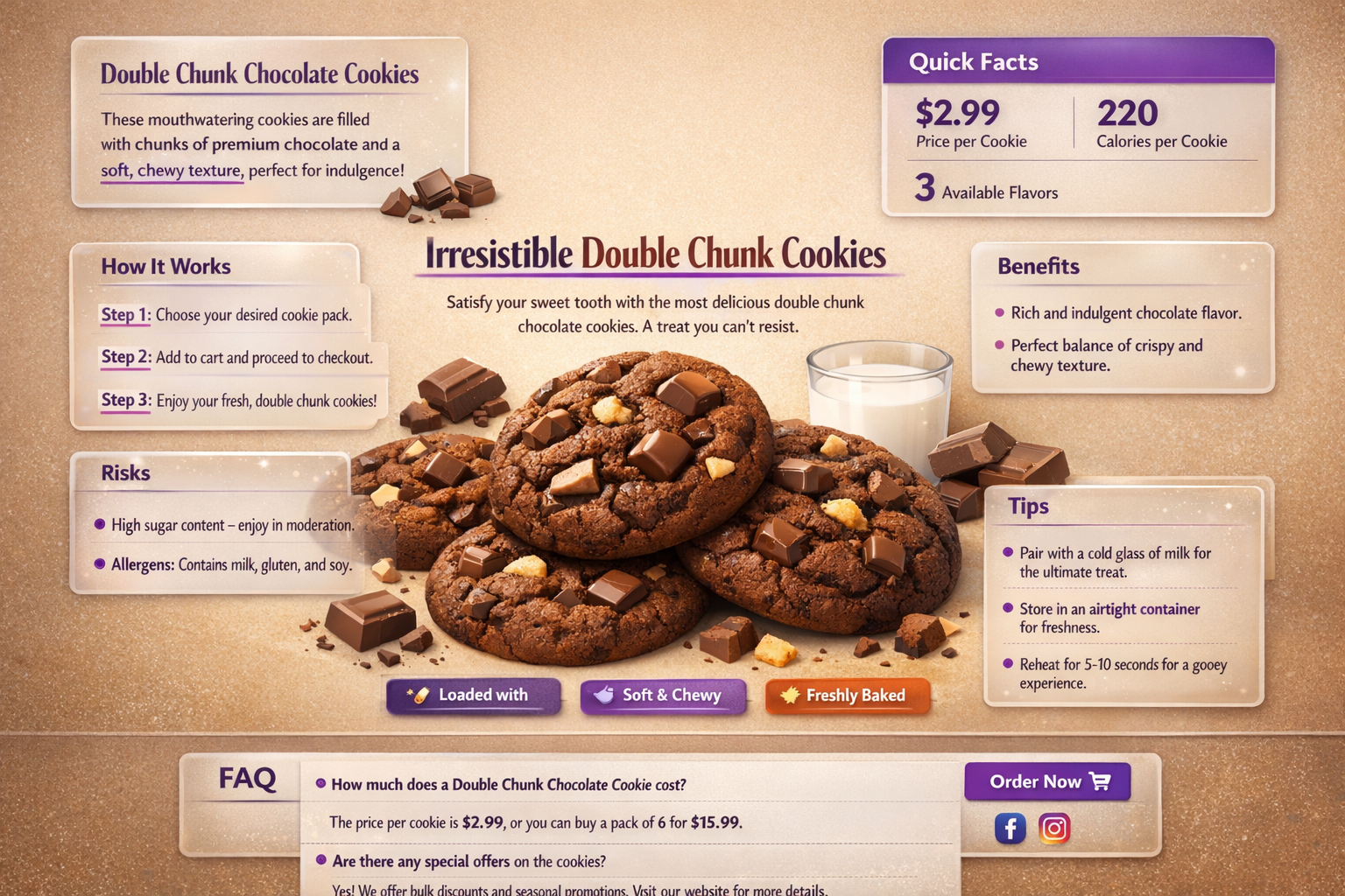 how much is a double chunk chocolate cookie