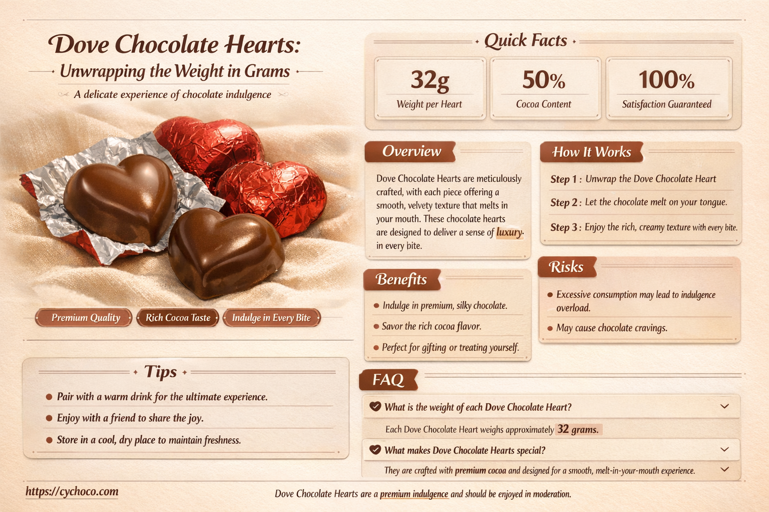 how many grams are dove chocolate hearts