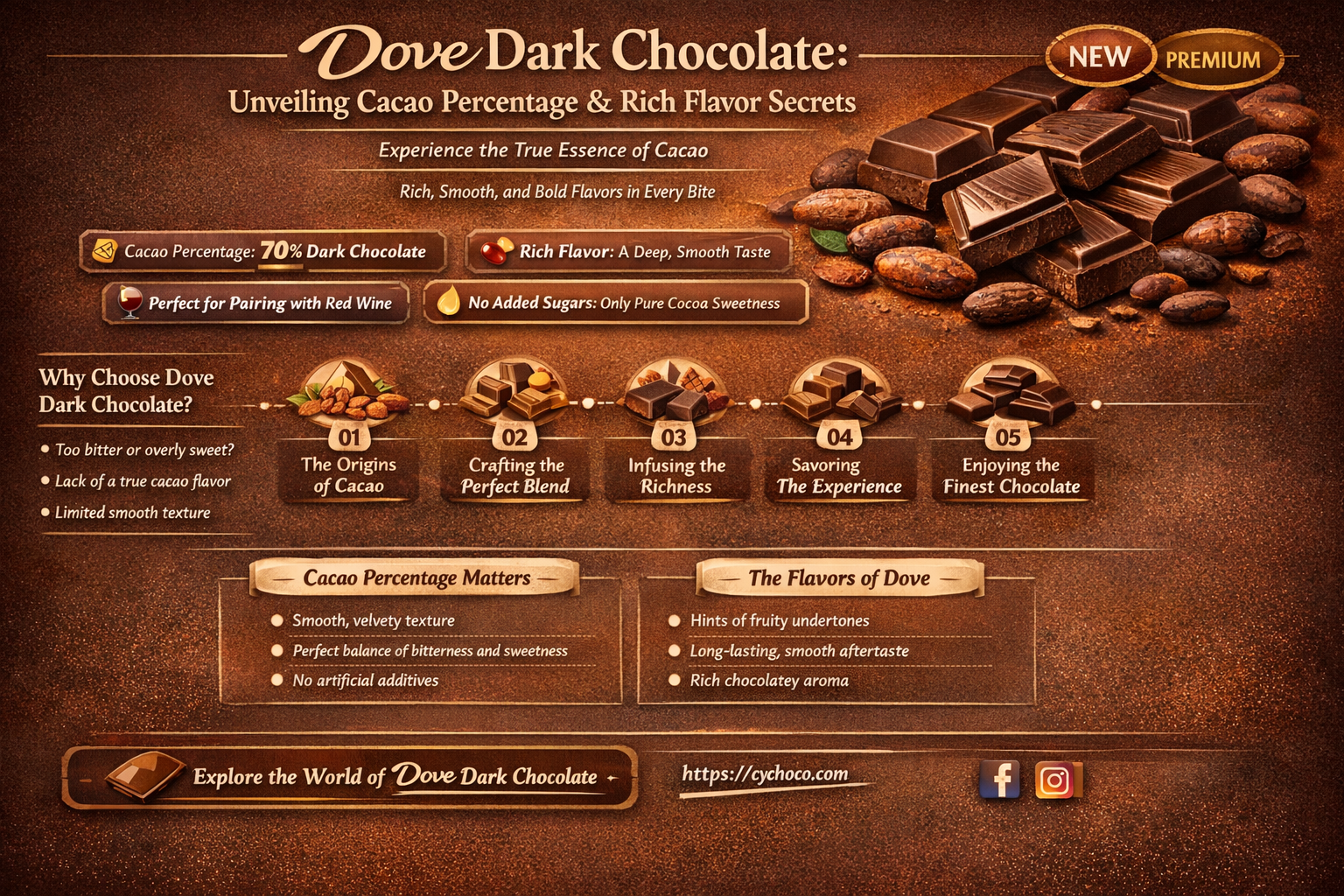 how much cacao in dove dark chocolate