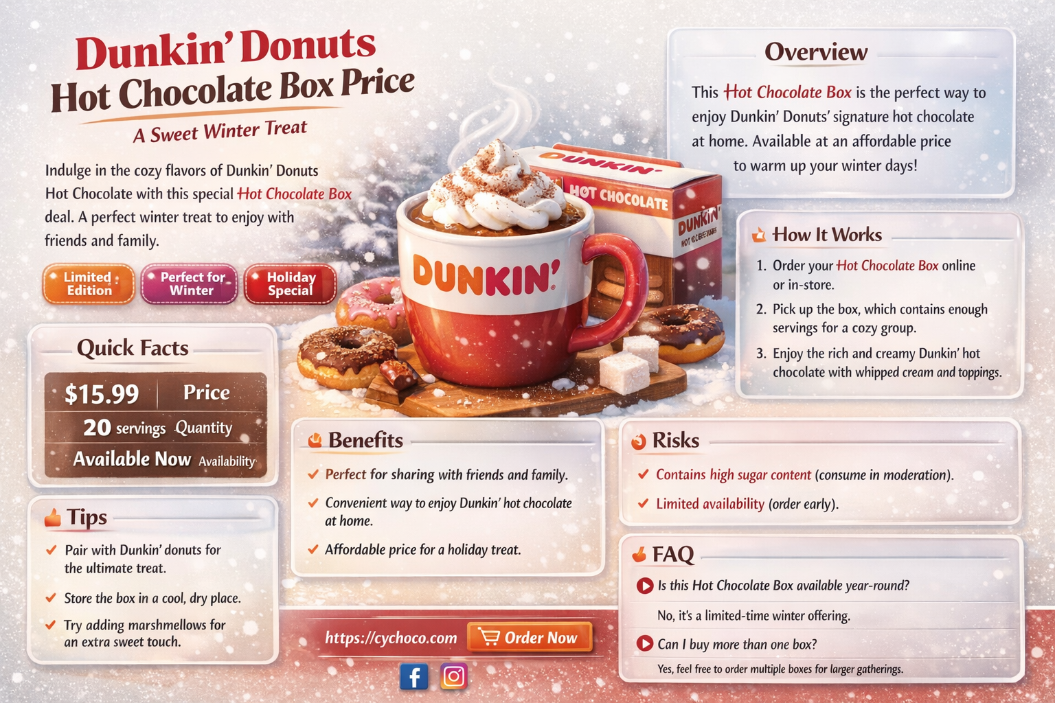 how much is dunkin donuts box of hot chocolate