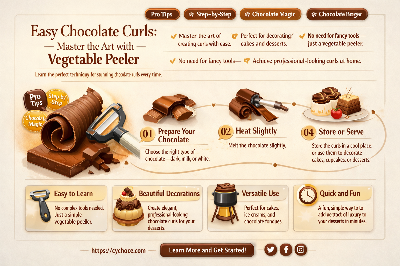 how to make chocolate curls with vegetable peeler