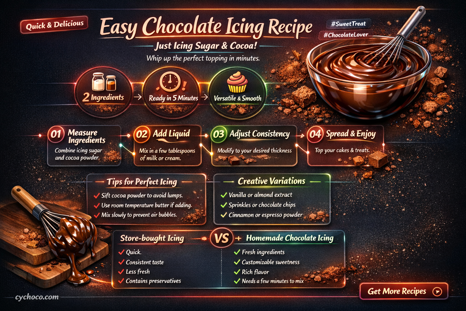 how to make chocolate icing with icing sugar and cocoa