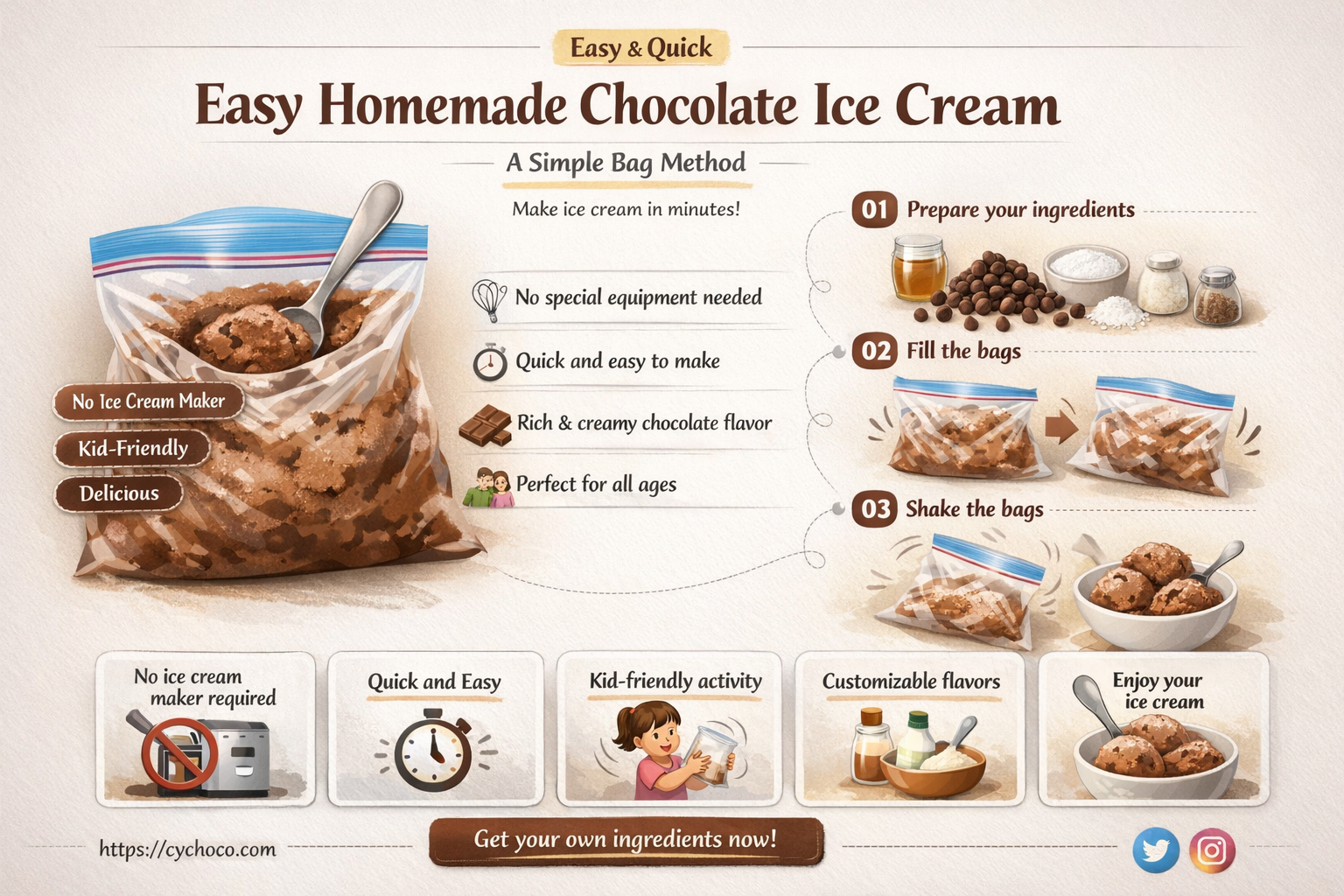 how to make chocolate ice cream in a bag