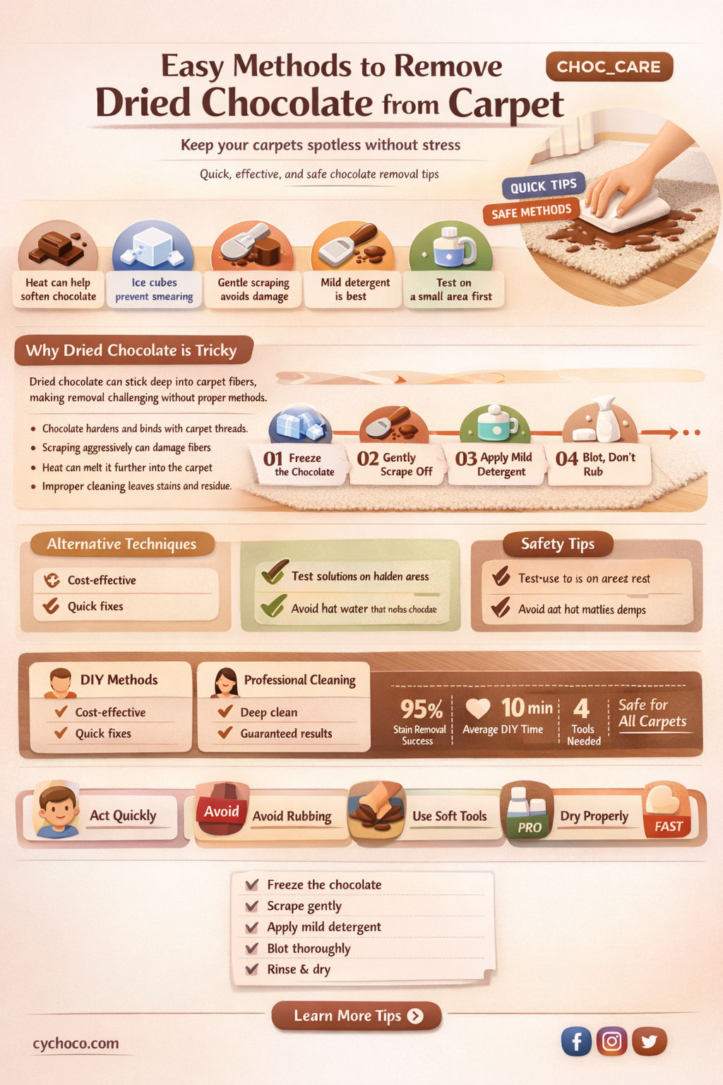 how to get dried chocolate out of carpet