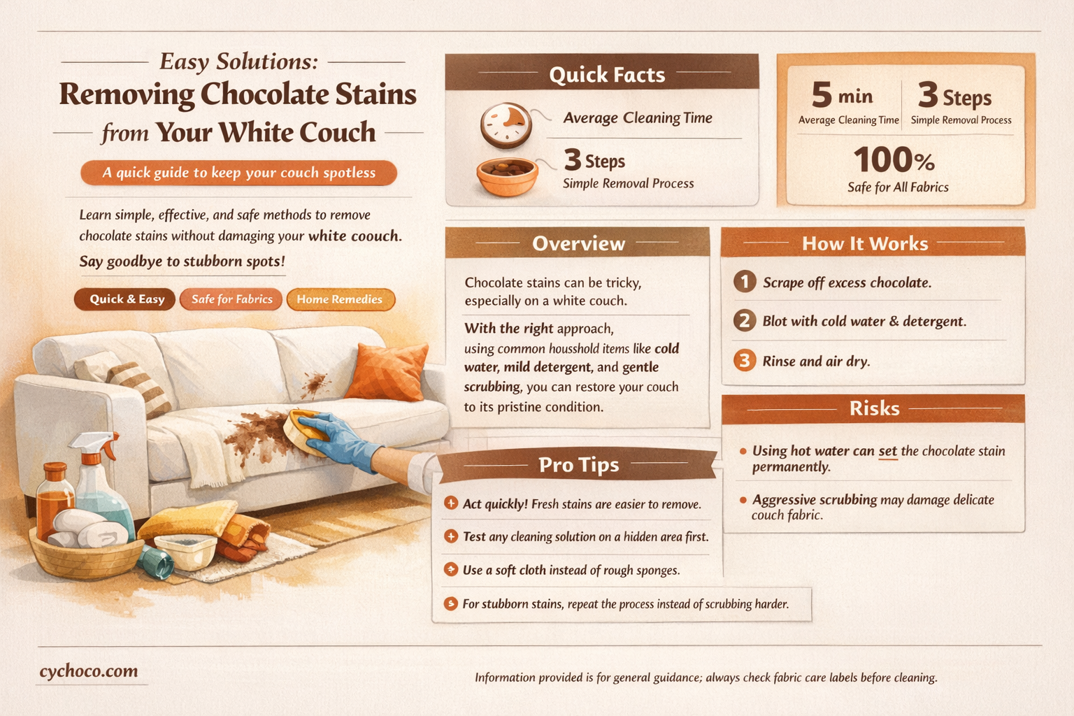 how to get chocolate out of white couch