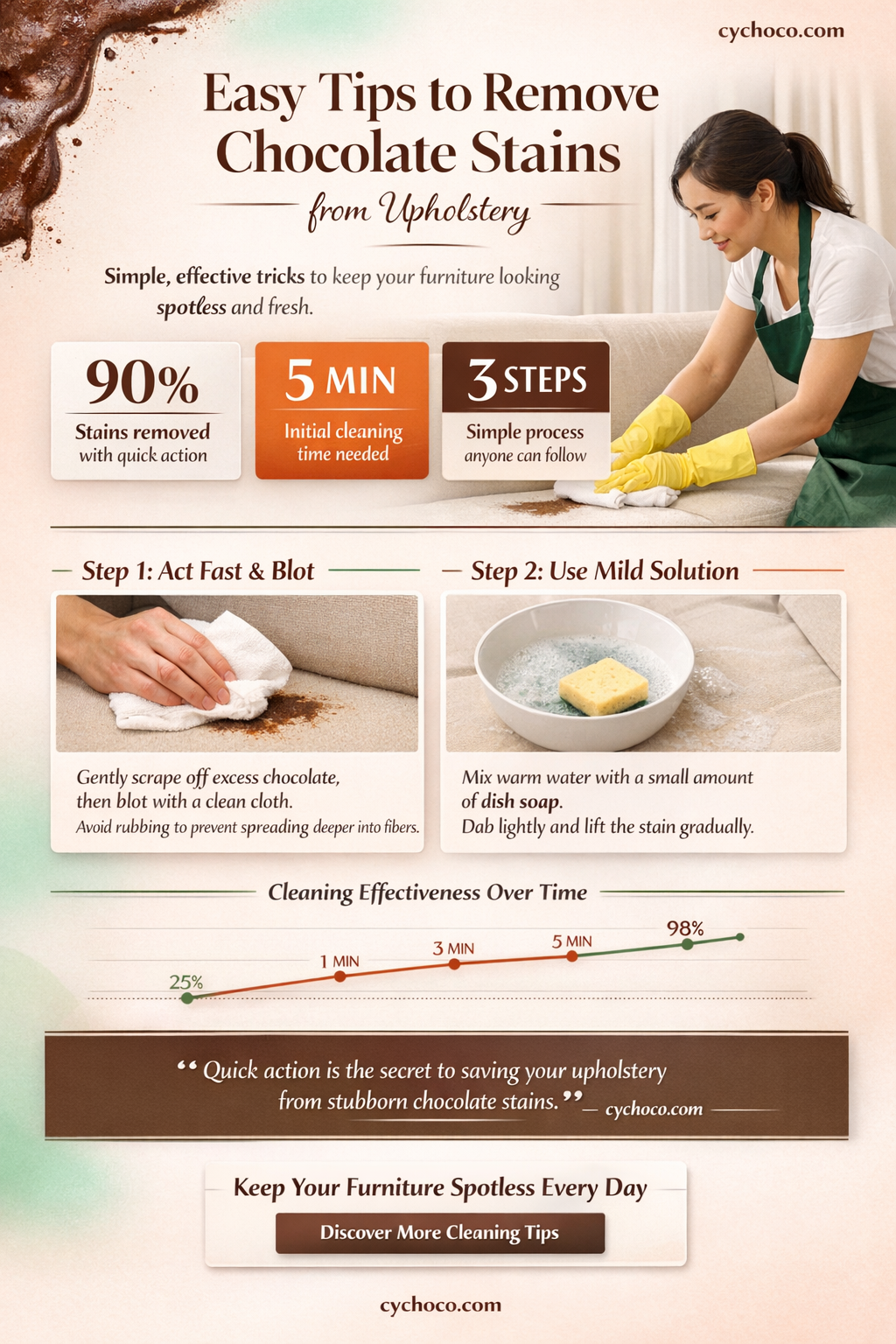 how to get ground in chocolate out of upholstery