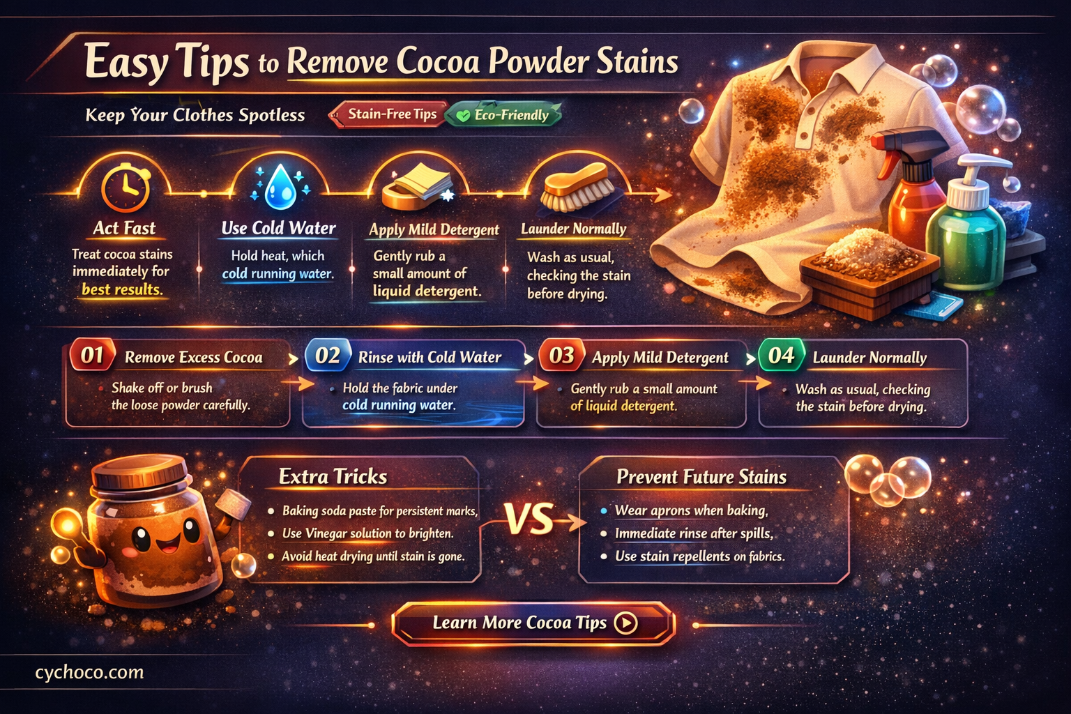 how to get cocoa powder out of clothes
