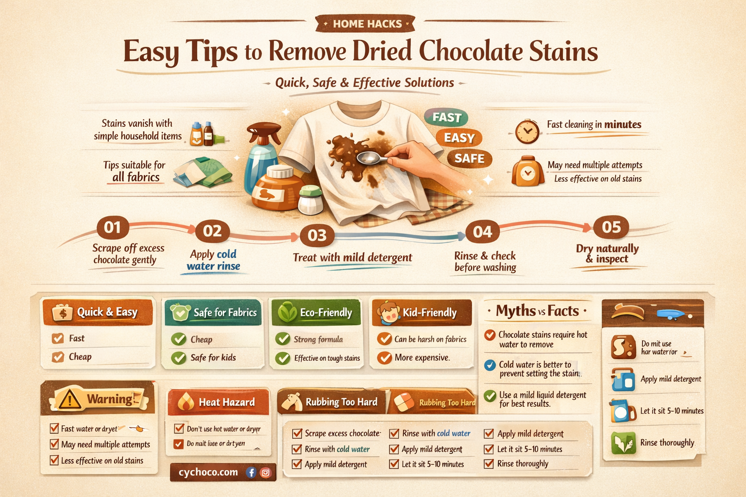 how to get dried chocolate out of a shirt