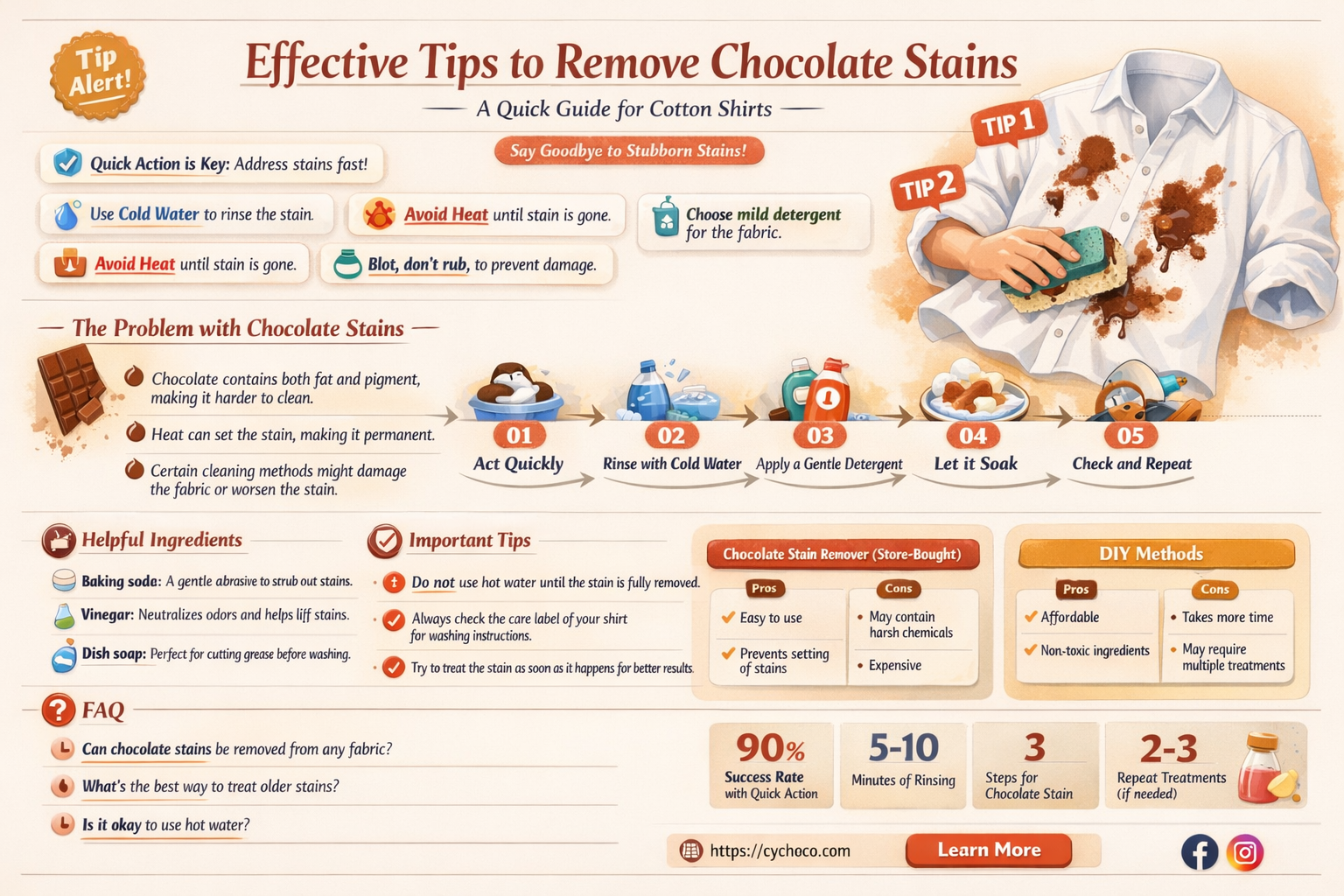 how to get chocolate tain out of cotton shirt