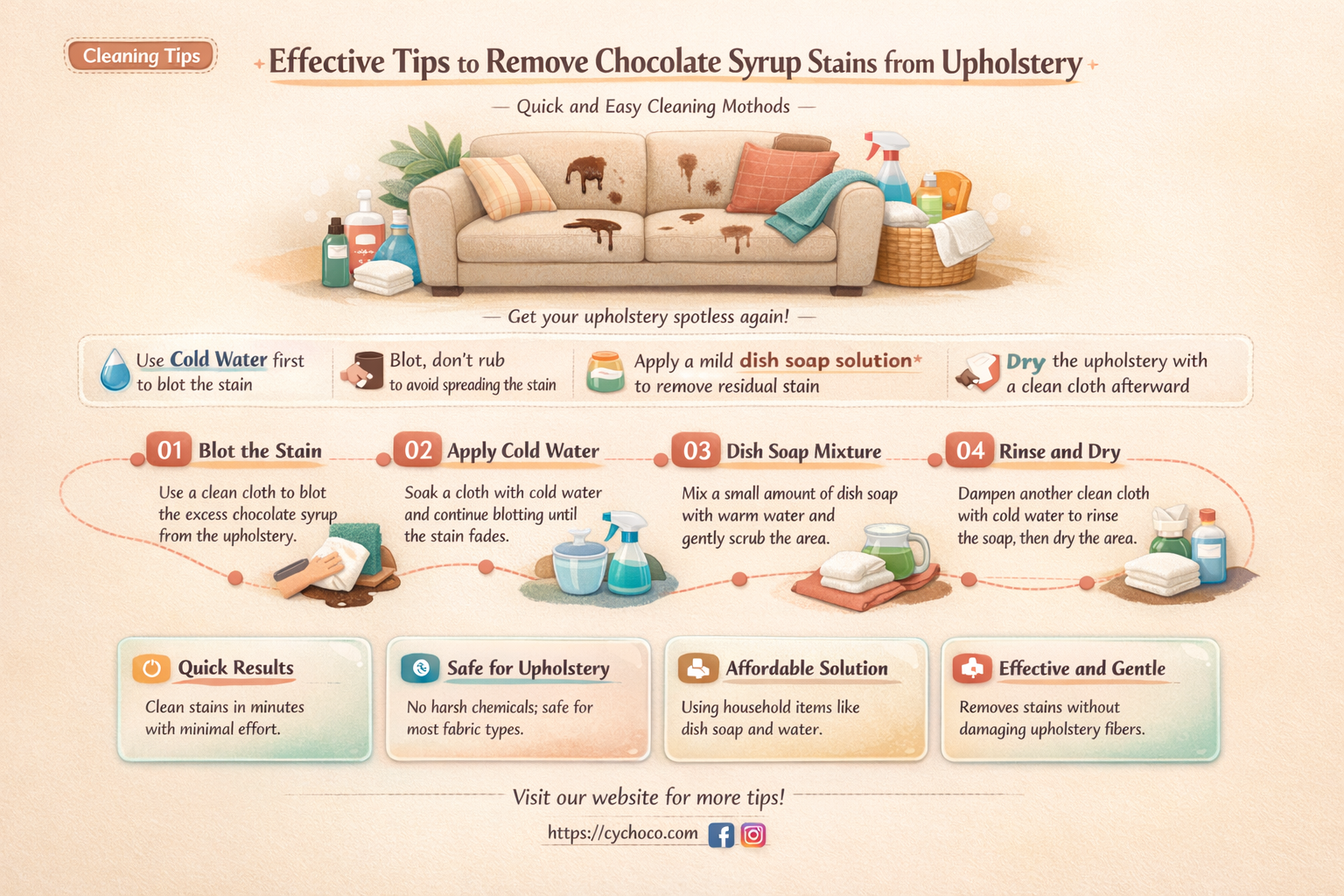 how to get chocolate syrup out of upholstery