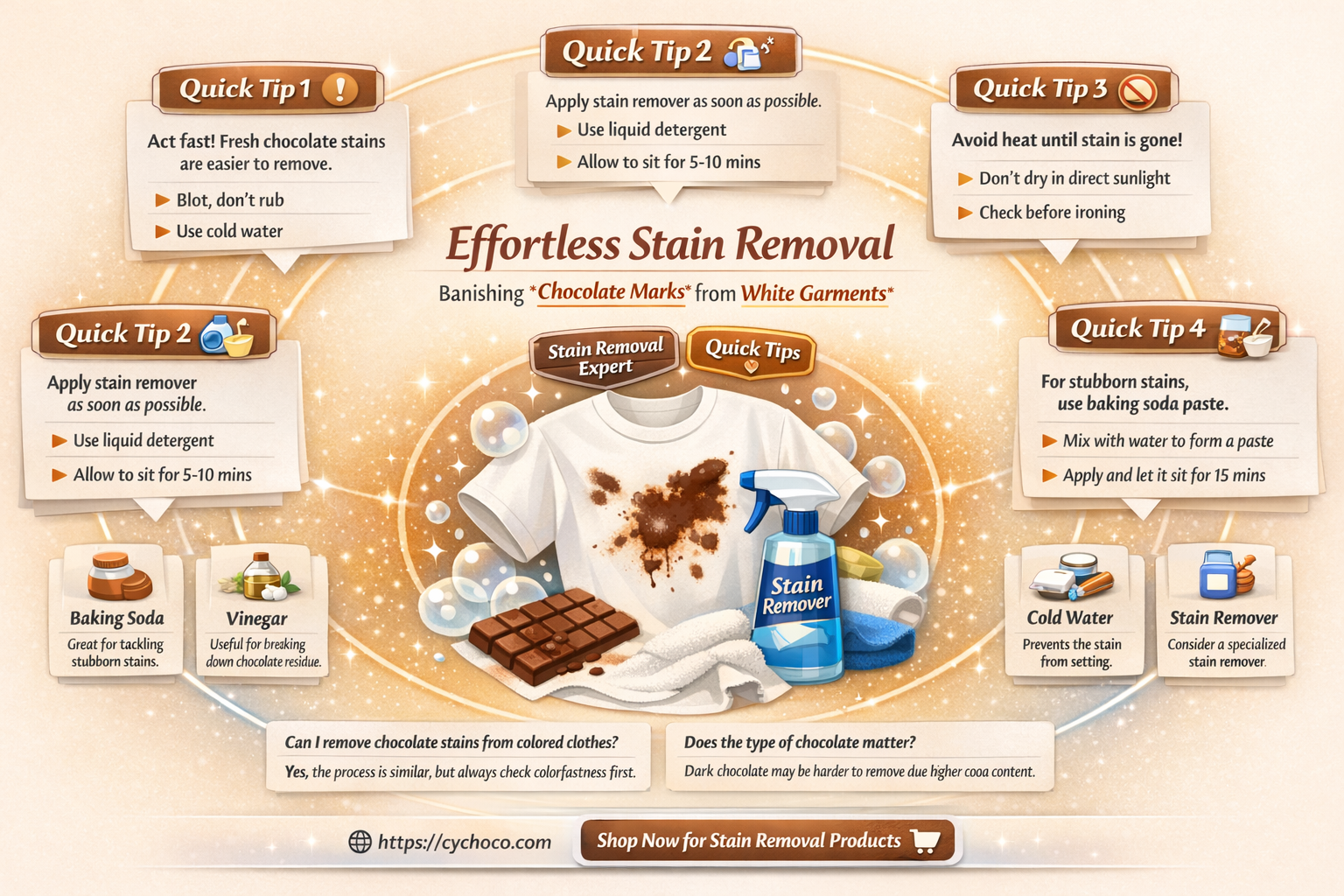 how to remove chocolate stains from white clothes