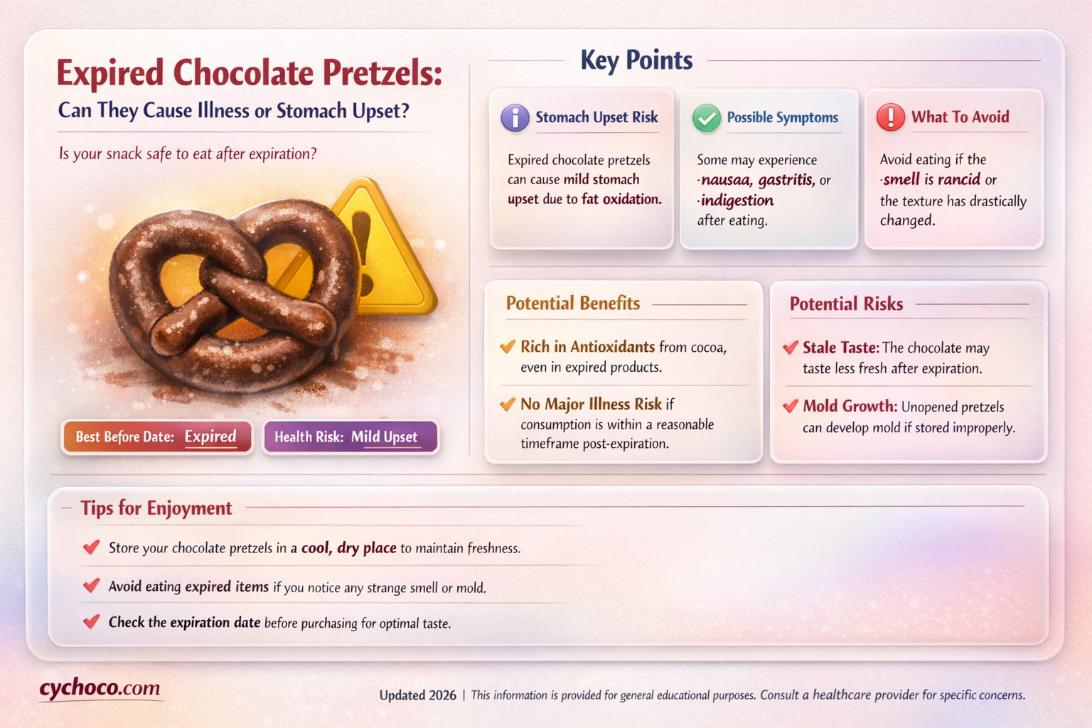 can eating expired chocolate pretzels make u sick