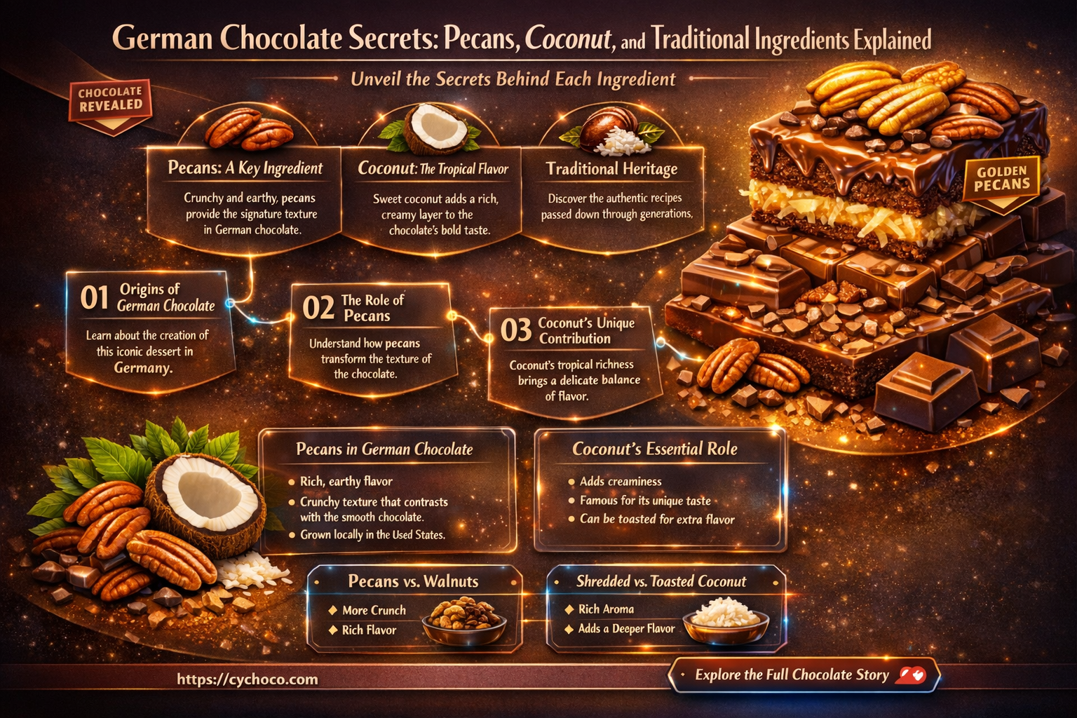is german chocolate made with pecans and cocunut
