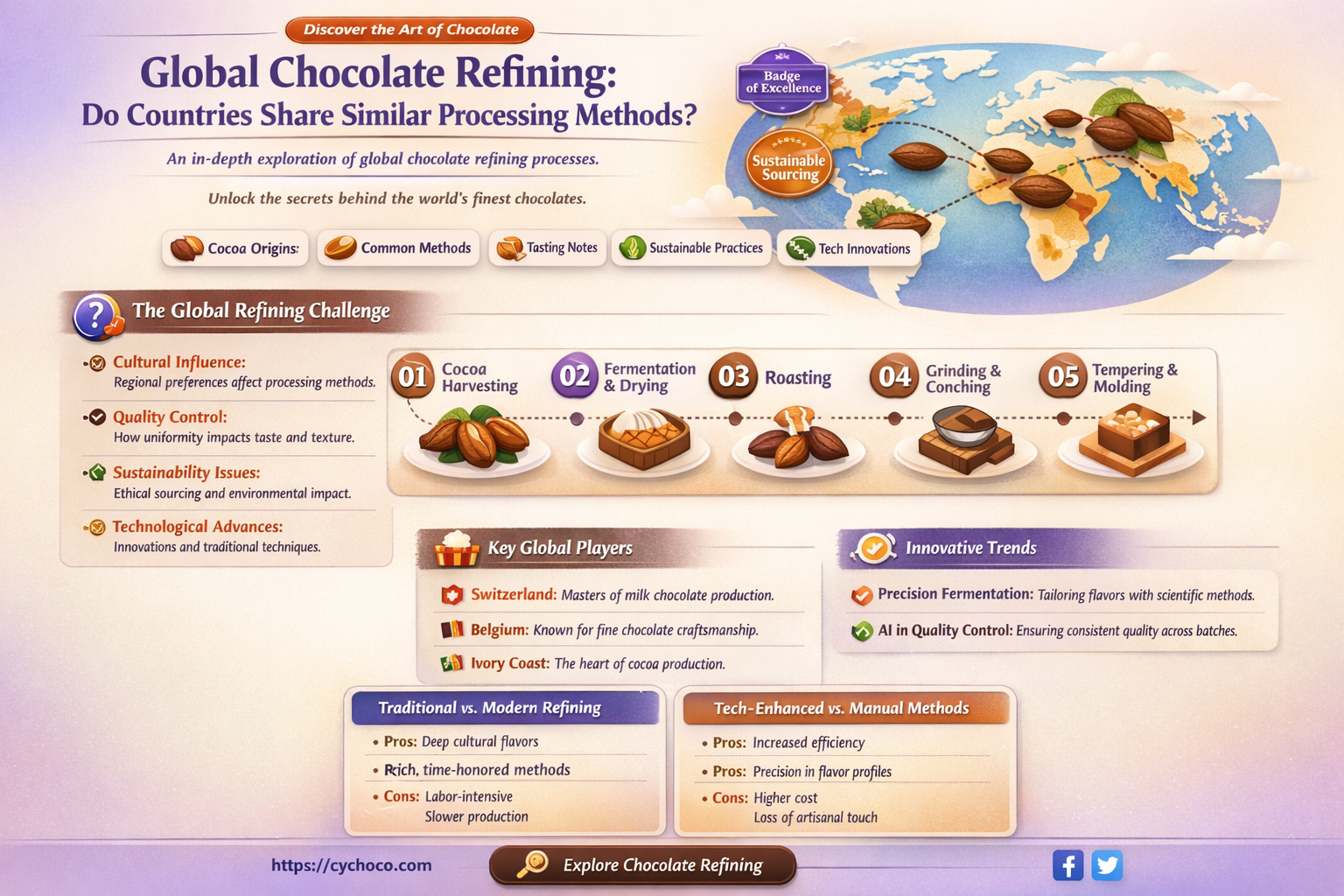 do all countries use similar refining processes for chocolate