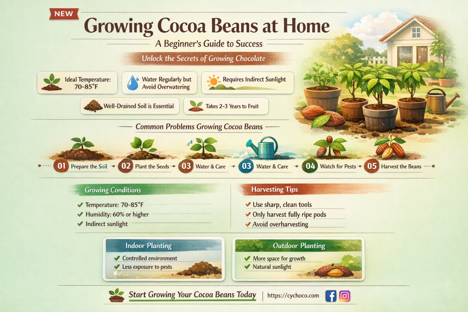 how to grow cocoa beans at home
