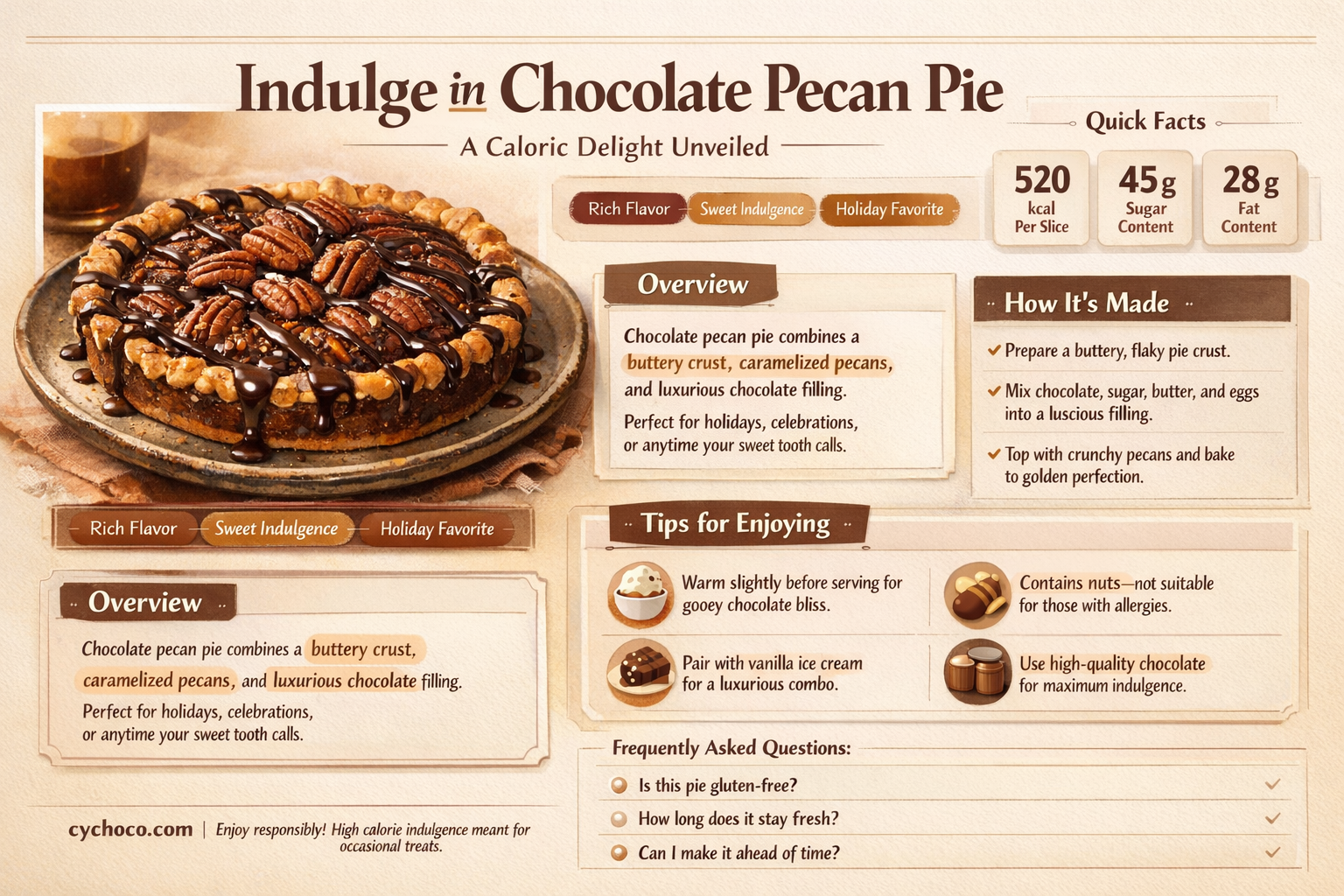 how many calories in a piece of chocolate pecan pie