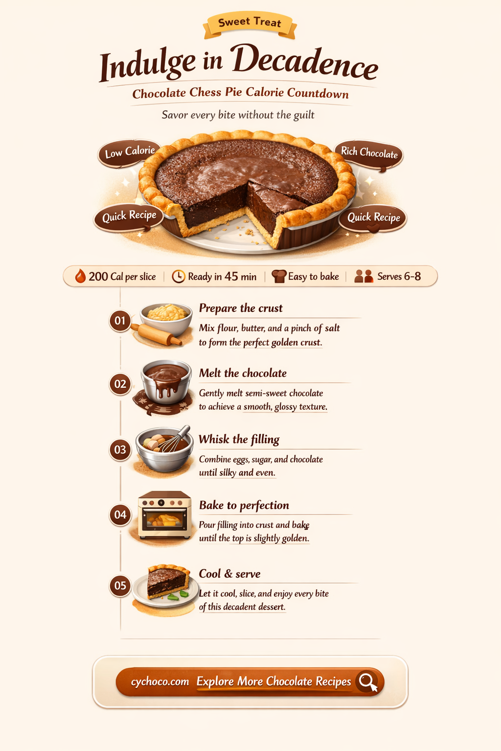 how many calories in a piece of chocolate chess pie