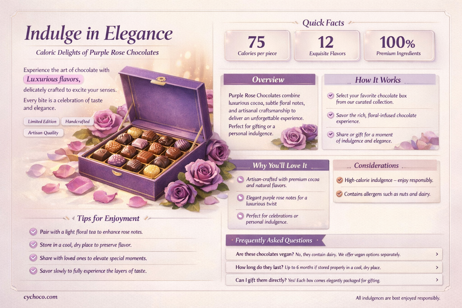 how many calories in a purple roses chocolate