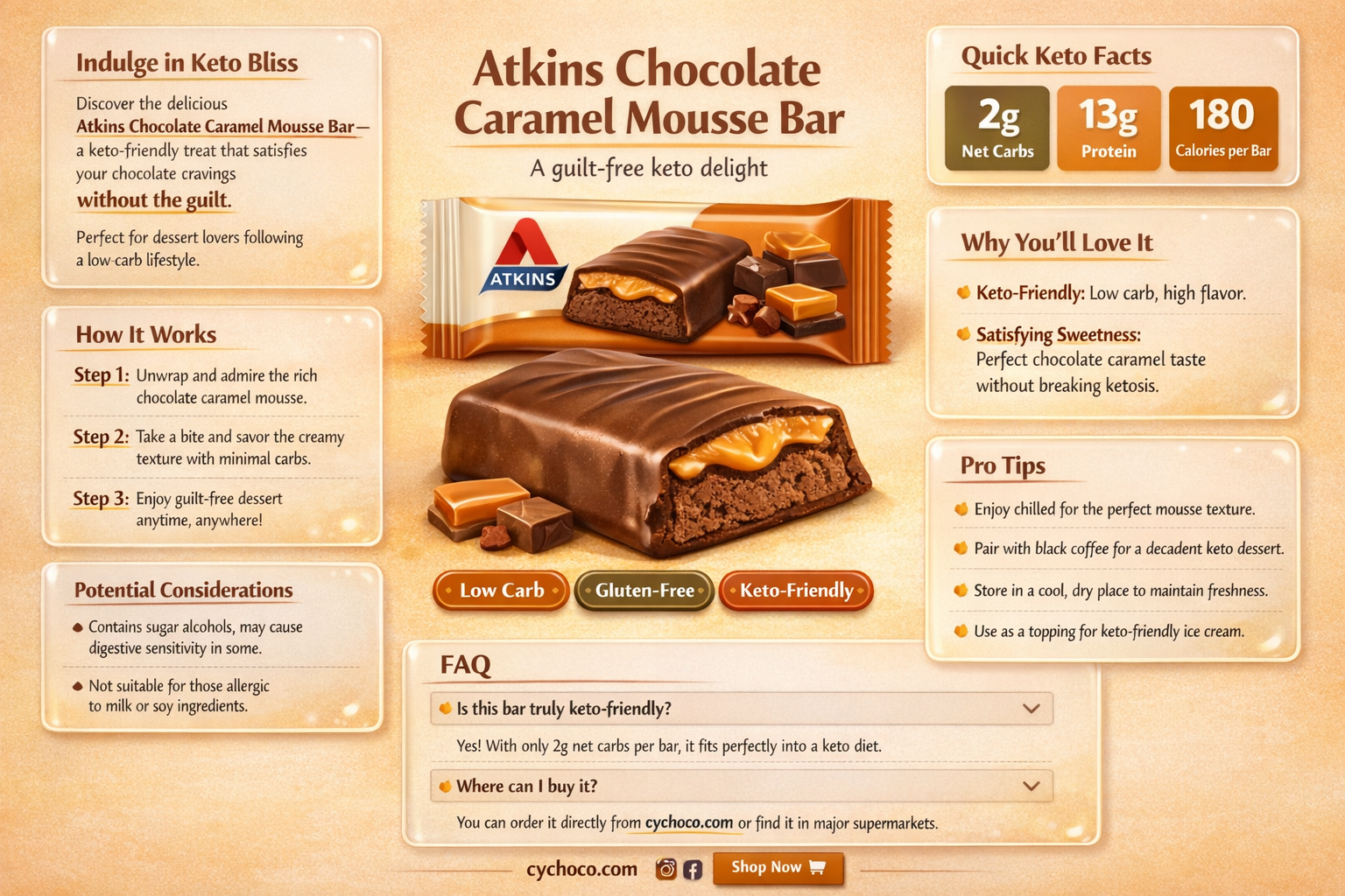is atkins chocolate caramel mousse bar keto