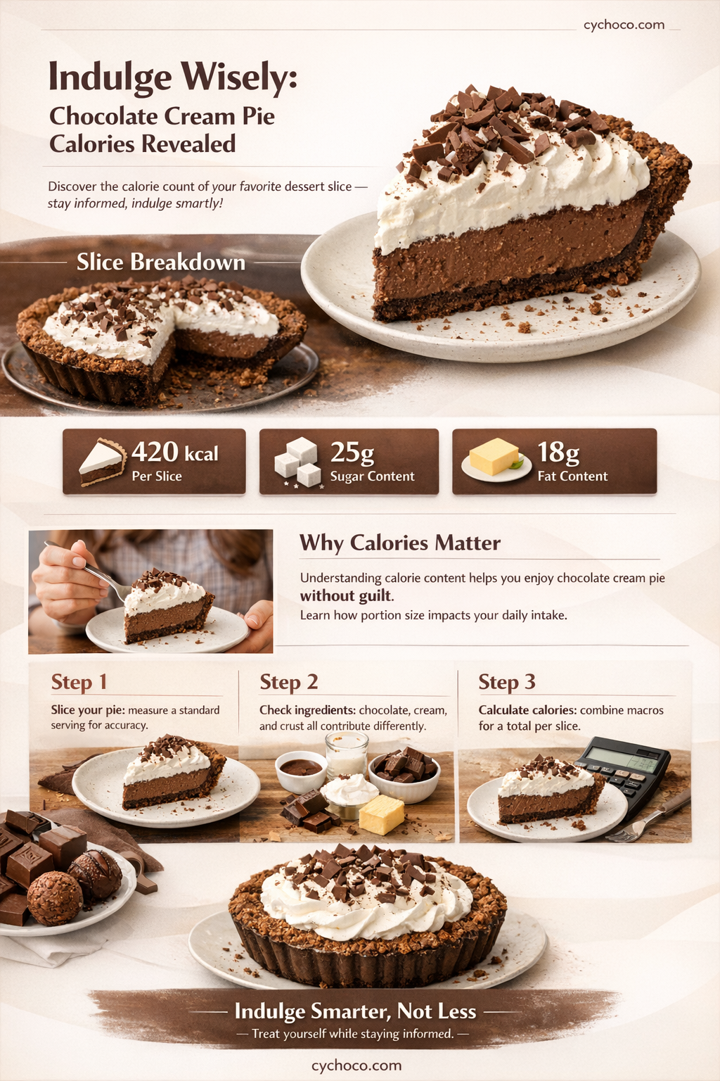 how many calories in a slice of chocolate cream pie