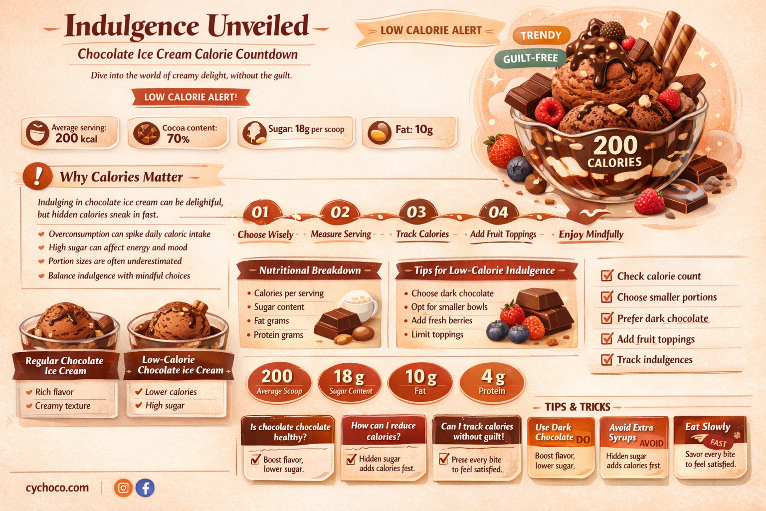 how many calories in a quart of chocolate ice cream