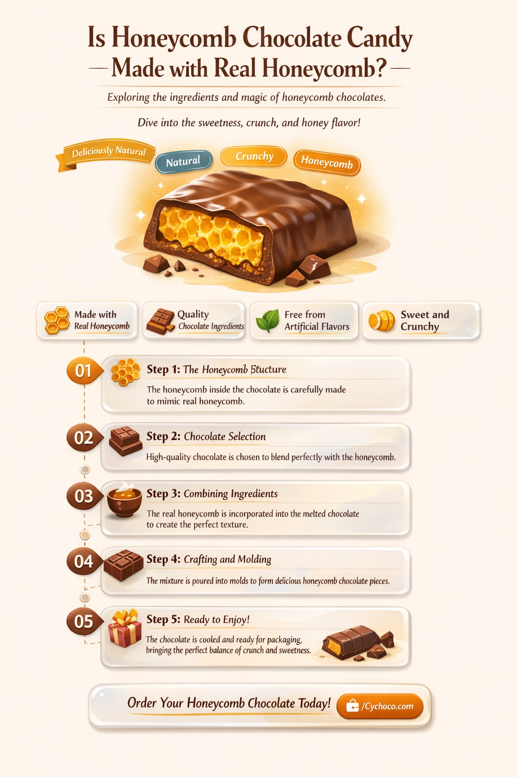 is honeycomb chocolate camdy made with real honeycomb
