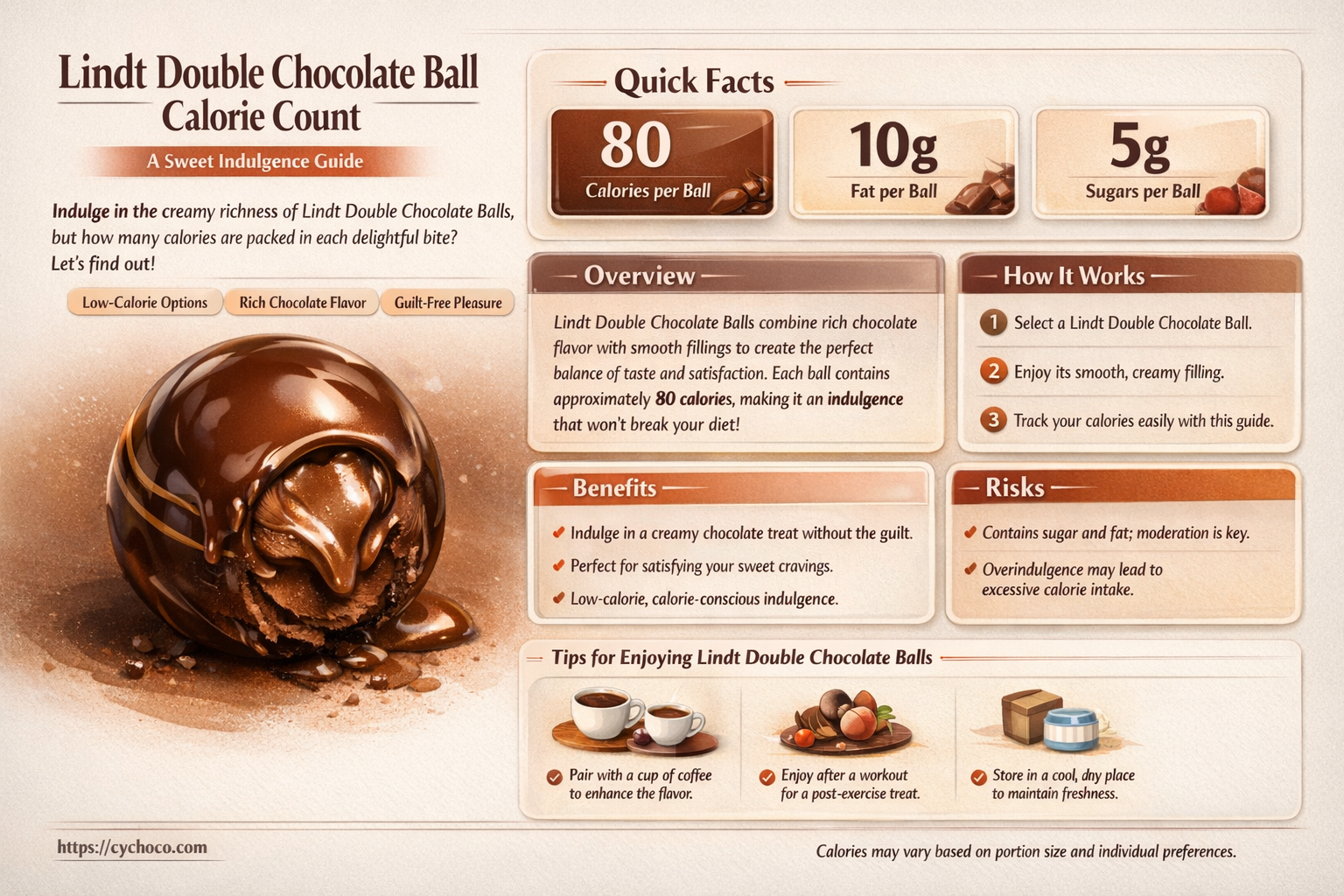 how many calories in a lindt double chocolate ball