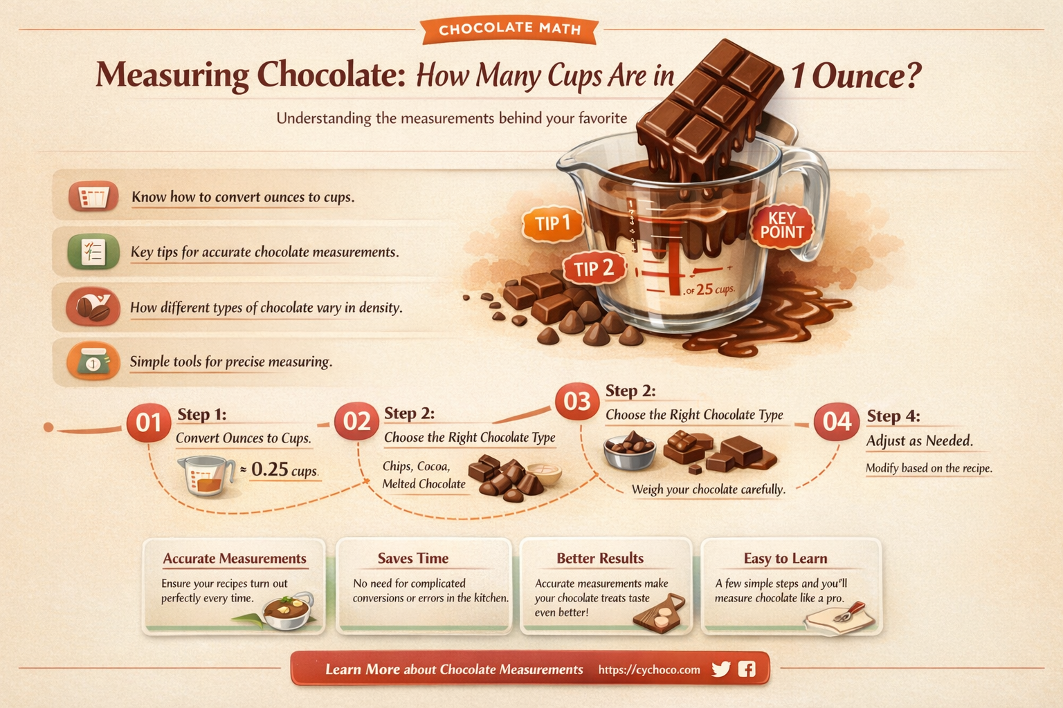 how many cups in 1oz chocolate