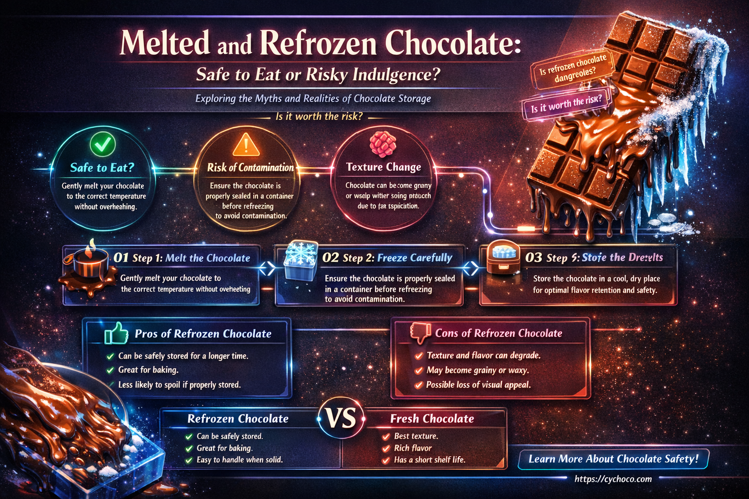 is it safe to eat melted and refrozen chocolate