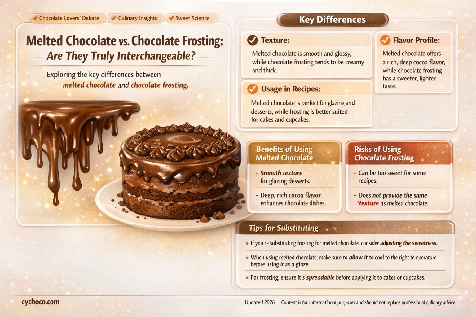 is melted chocolate and chocolate frosting the came