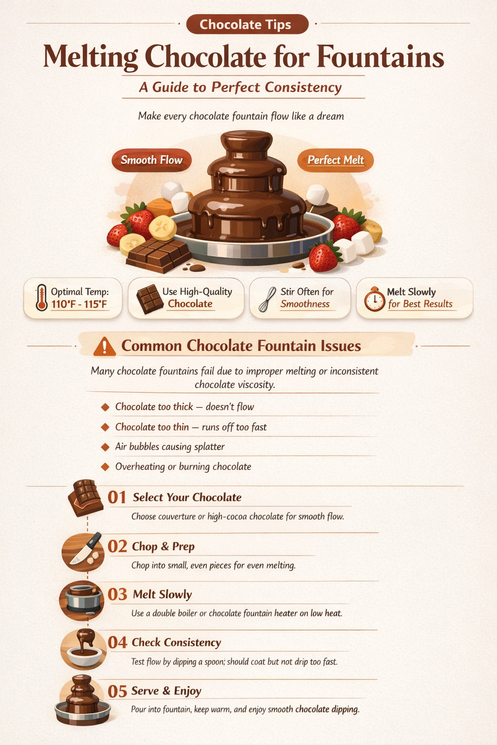 should i melt chocolate before putting in chocolate fountain