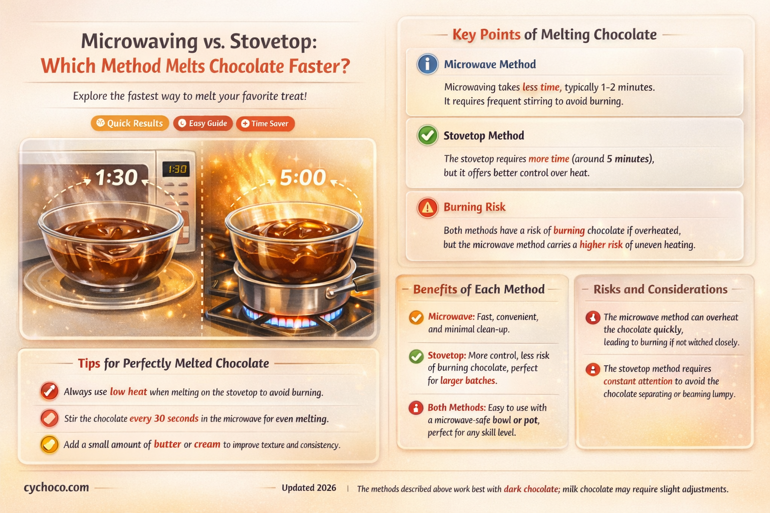 does it take longer to microwave chocolate or stove