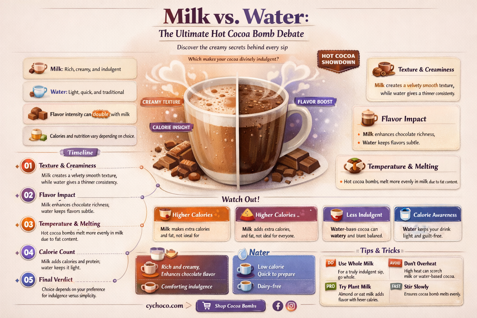 do you use milk or water for hot cocoa bombs