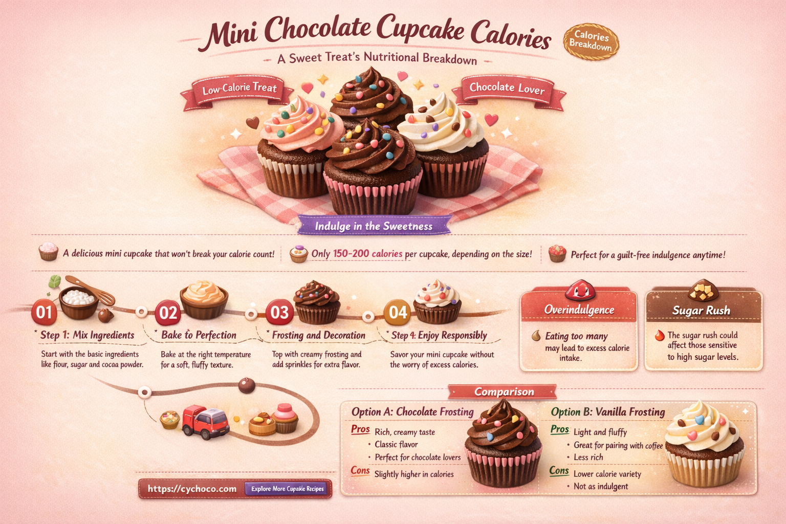 how many calories in a mini chocolate cupcake