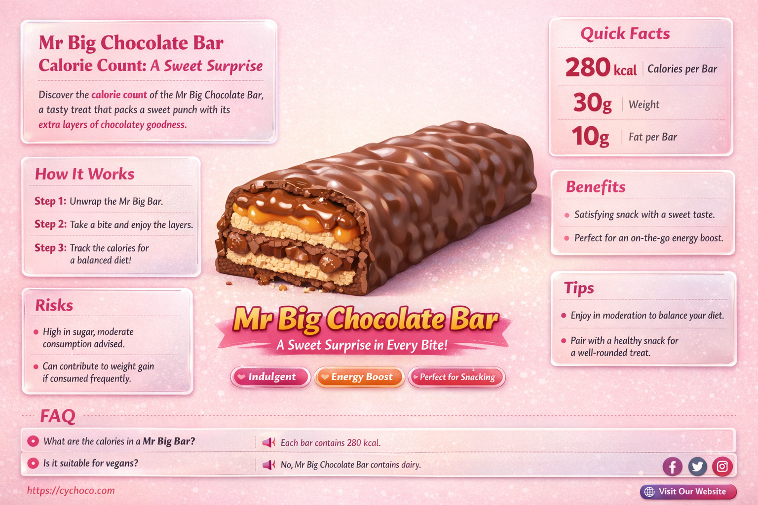 how many calories in a mr big chocolate bar