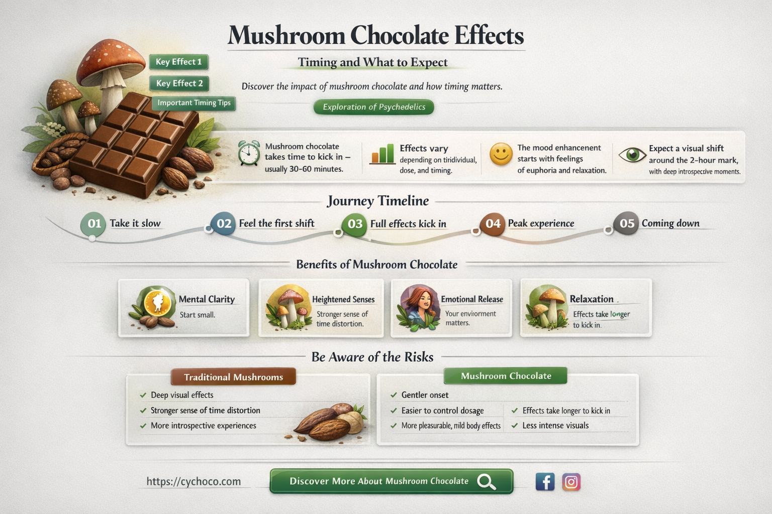how long for mushroom chocolate to kick in