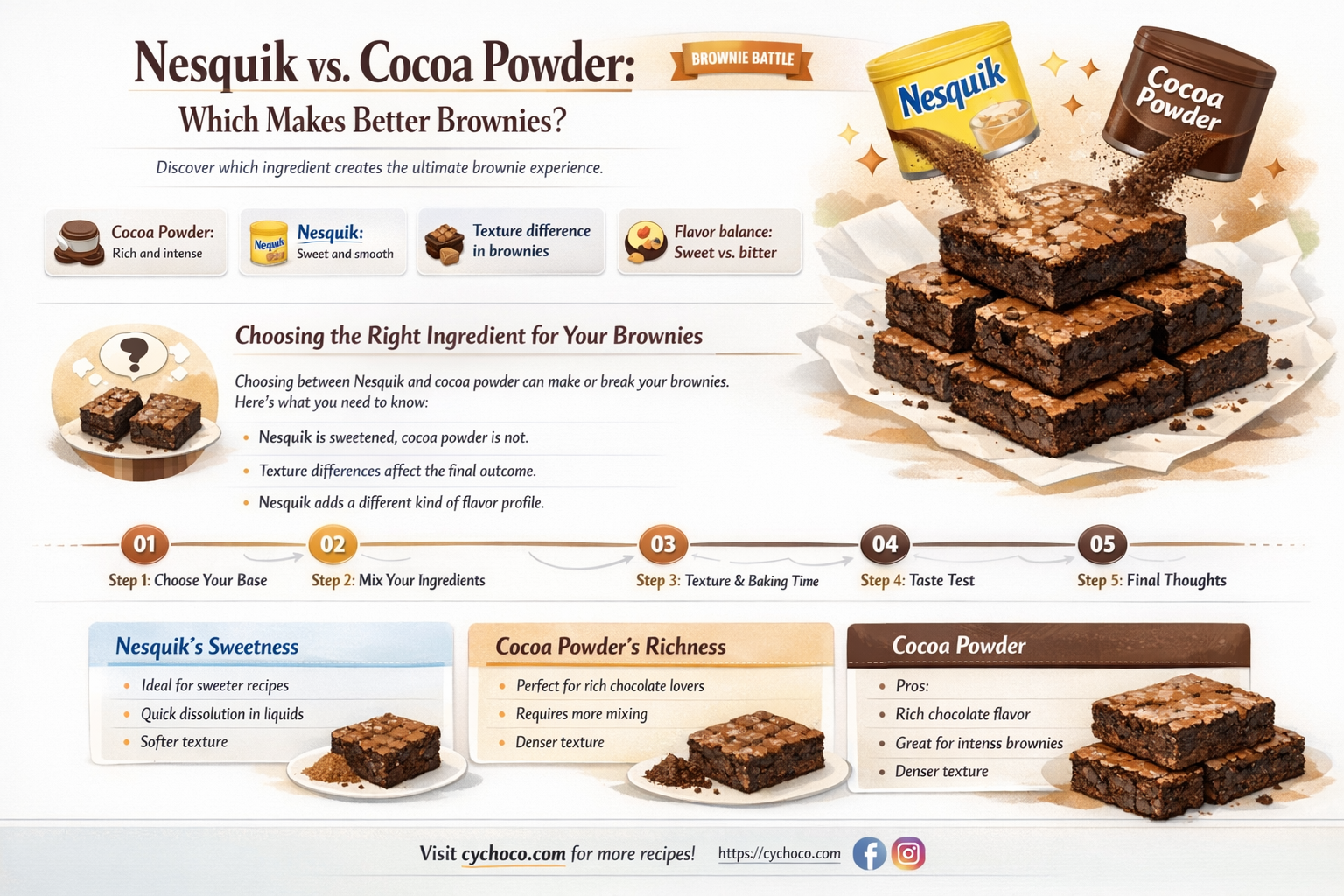 can i use nesquik instead of cocoa powder for brownies