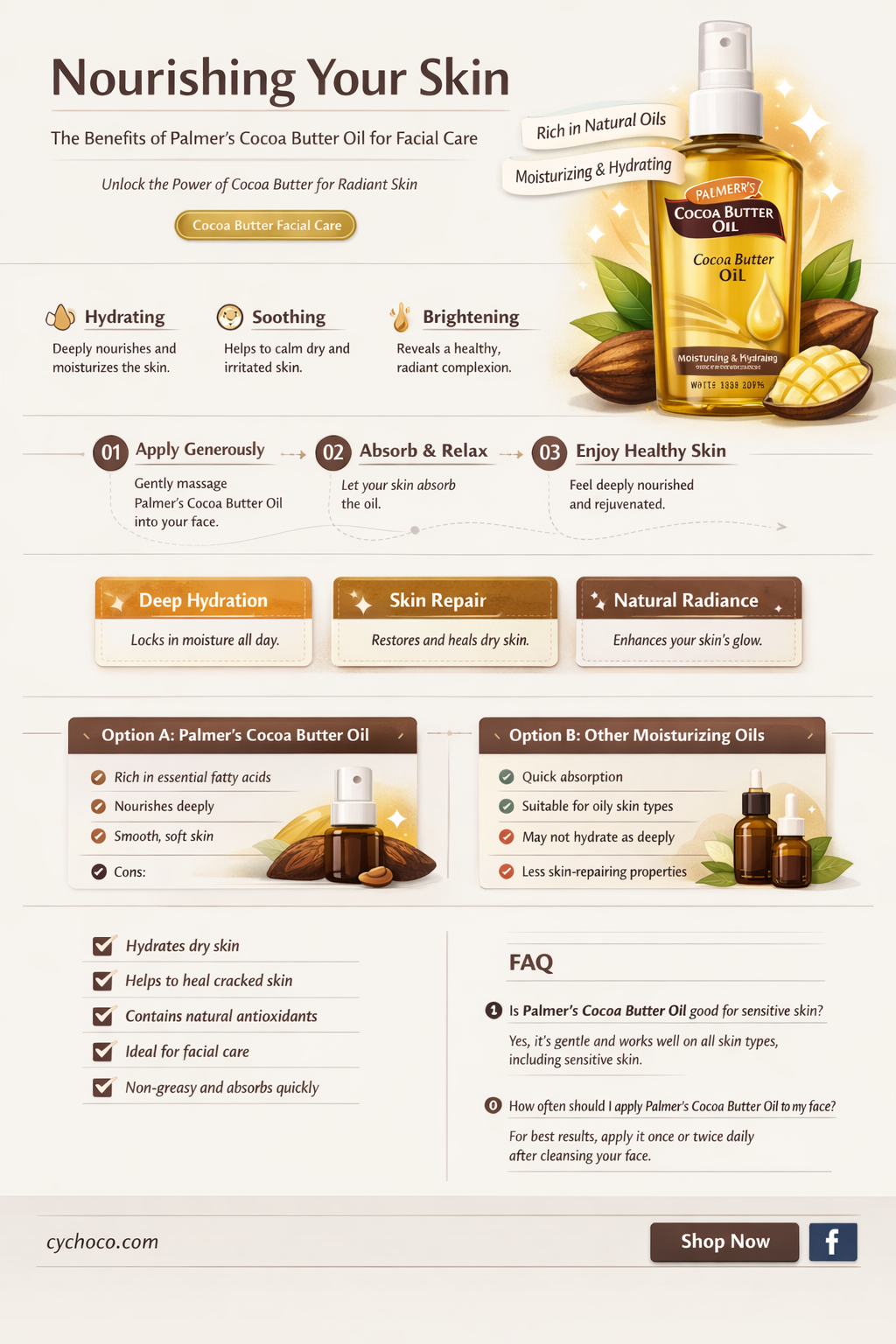 can i use palmers cocoa butter oil on my face