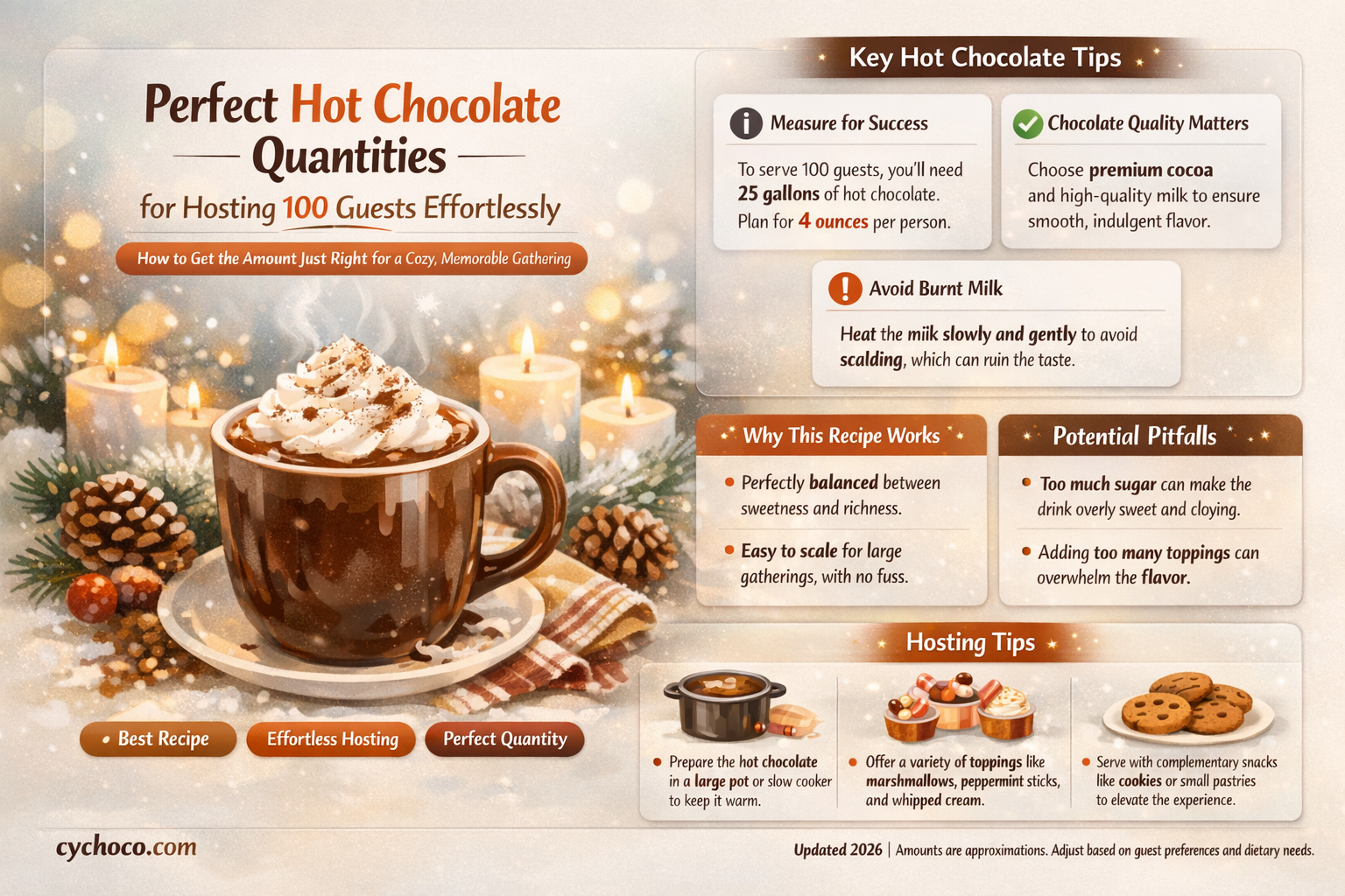 how many gallons of hot chocolate for 100 guests