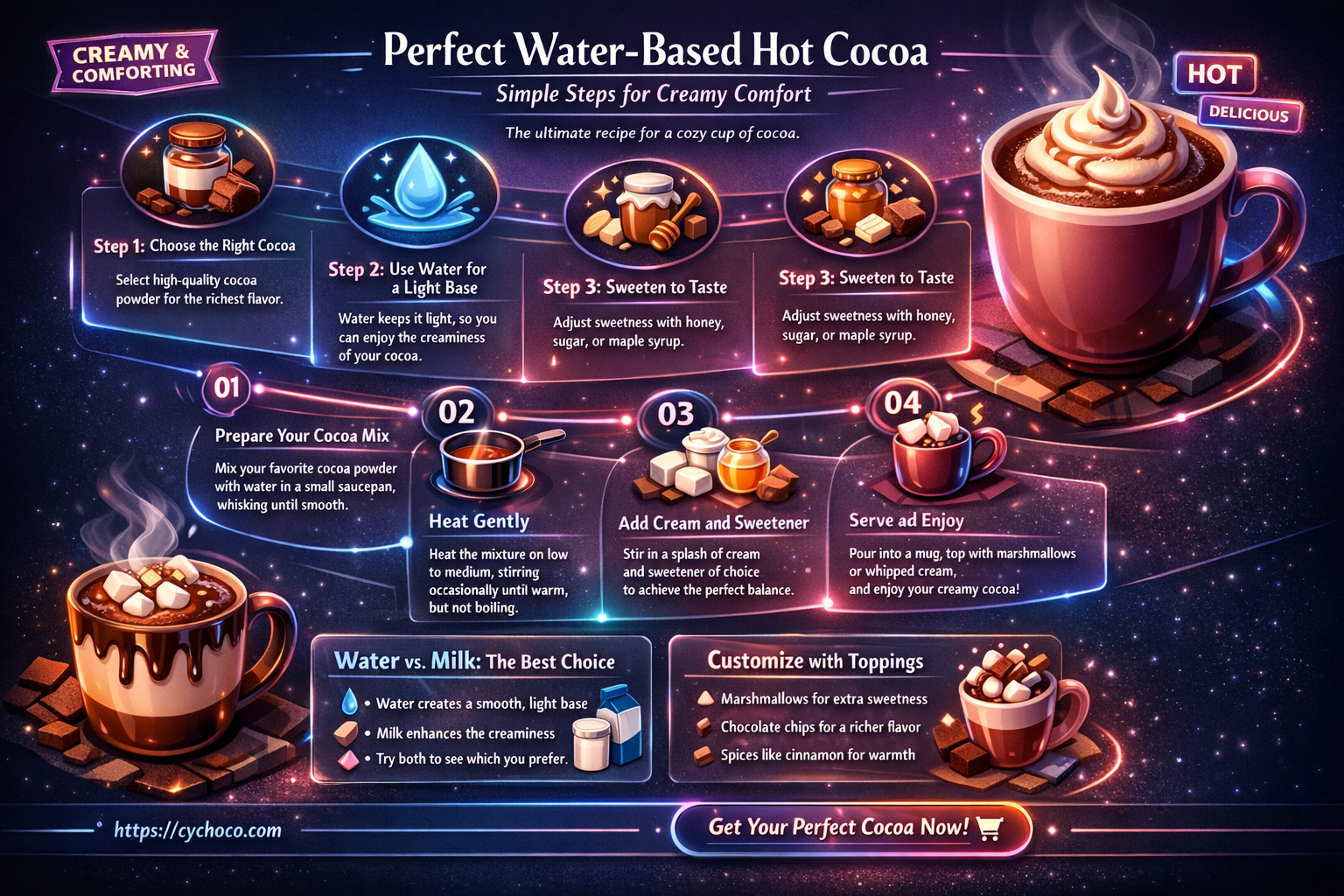 how to make hot cocoa with water