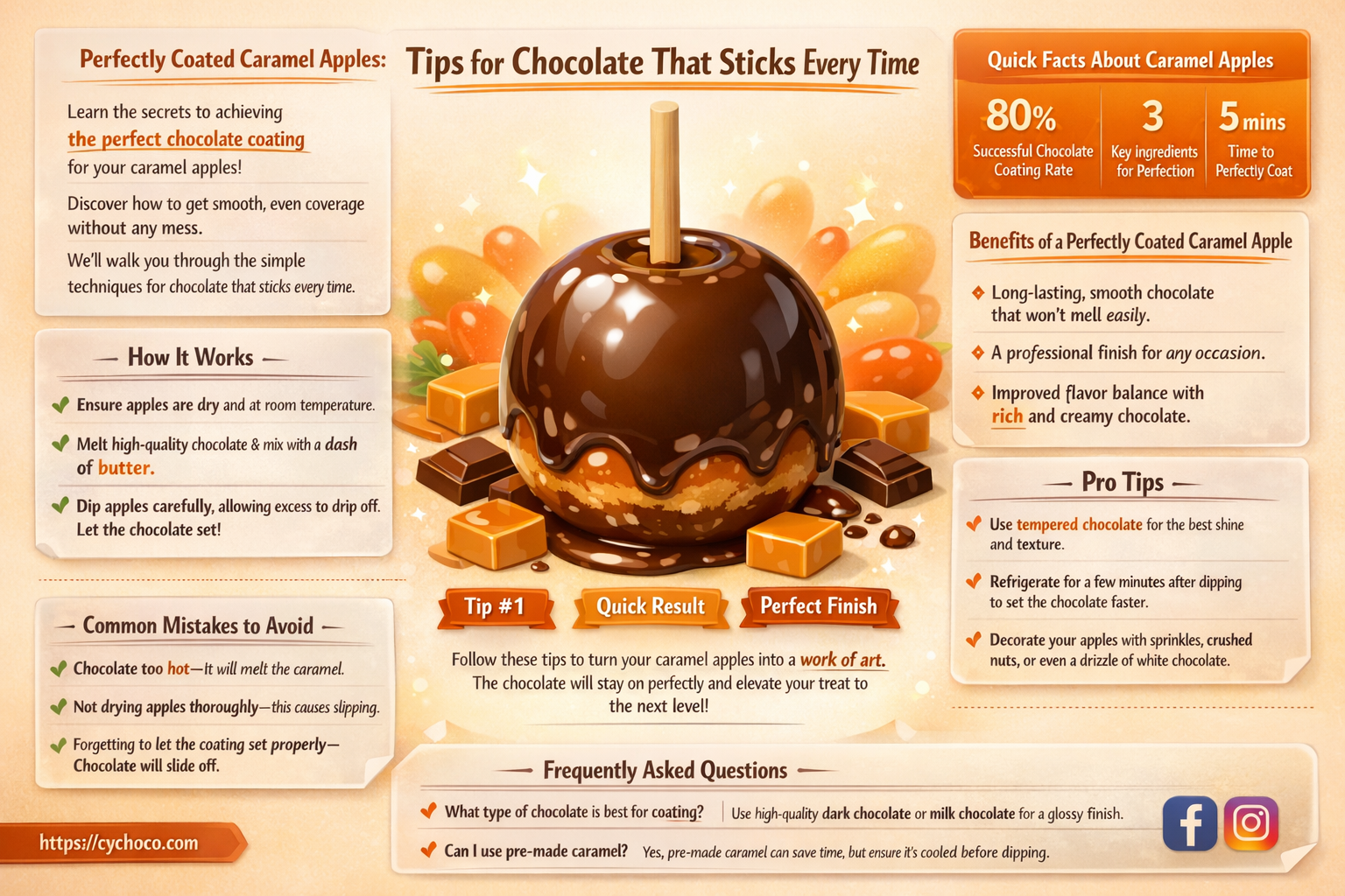 how to get chocolate to stick to apples
