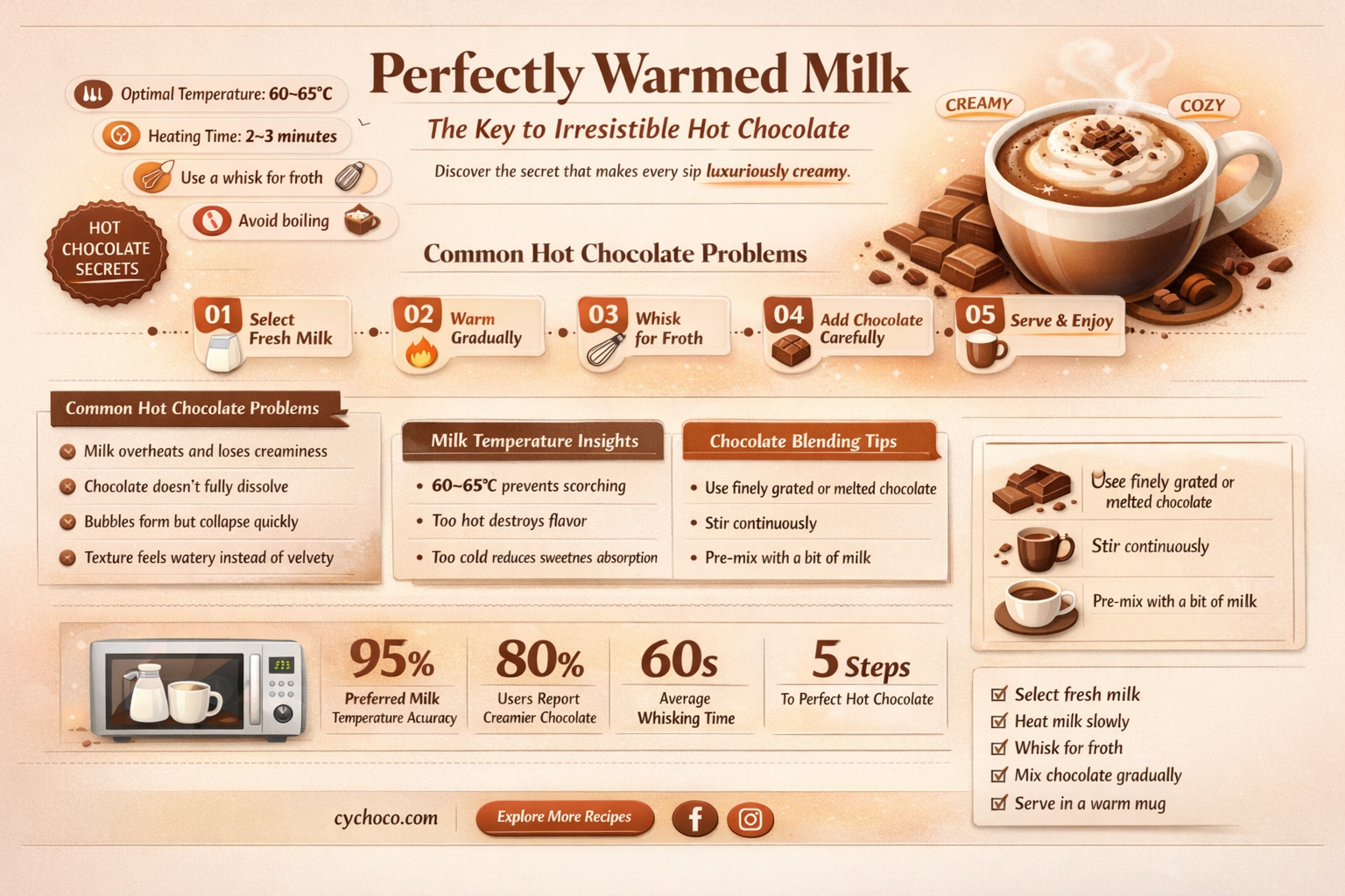 how long to warm up milk for hot chocolate