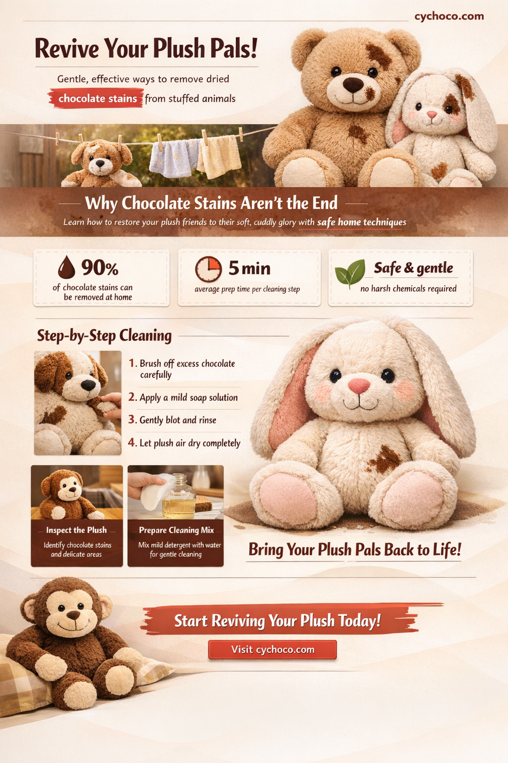 how to get dried chocolate out of a stuffed animal