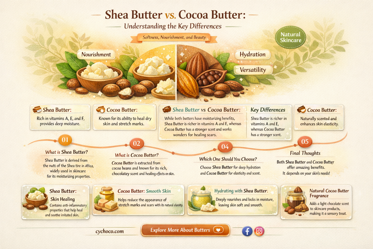 what is the difference between shea butter and cocoa butter