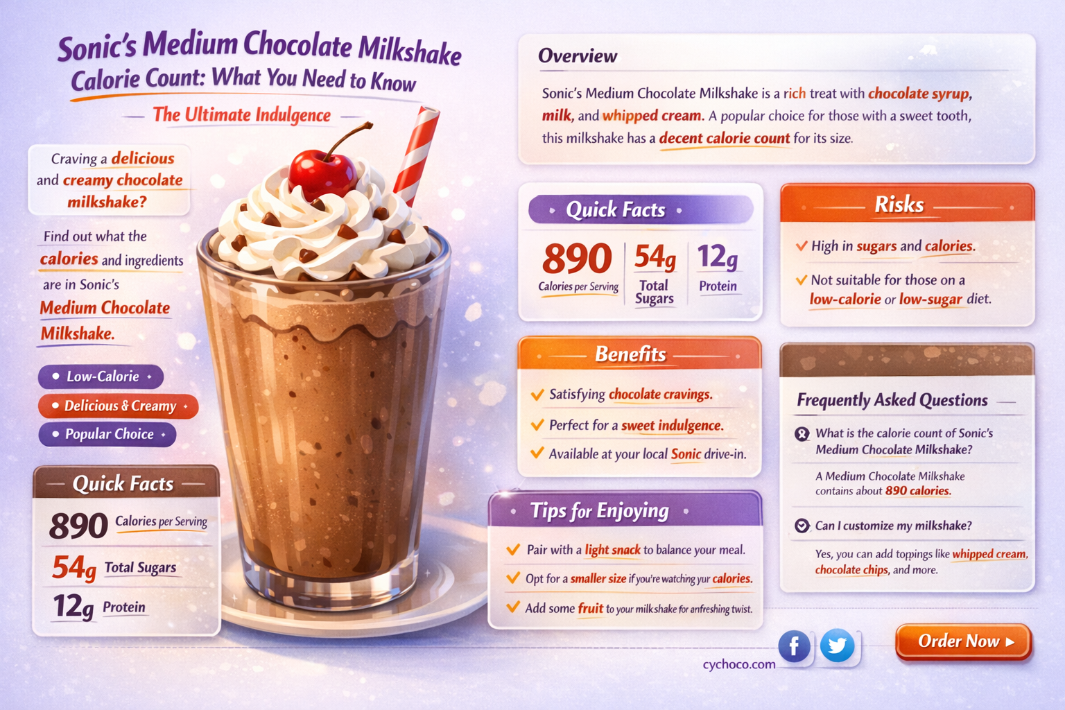 how many calories in a medium chocolate milkshake from sonic