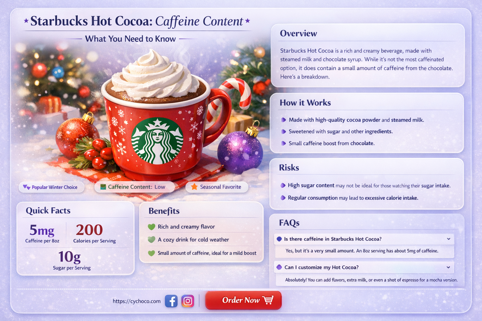 does starbucks hot cocoa have caffeine