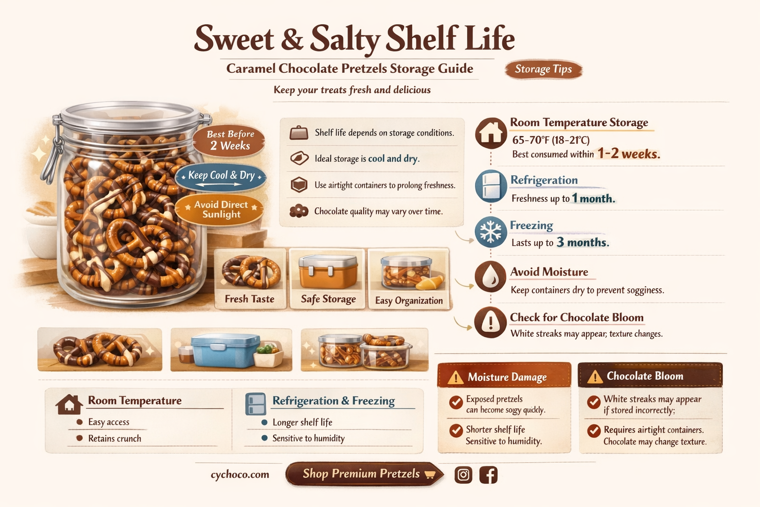 how long do caramel chocolate pretzels last