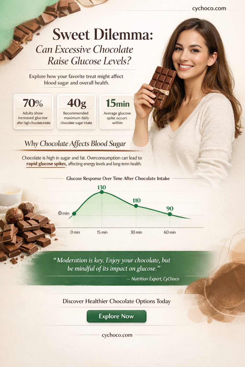 can excessive chocolate raise glucose levels