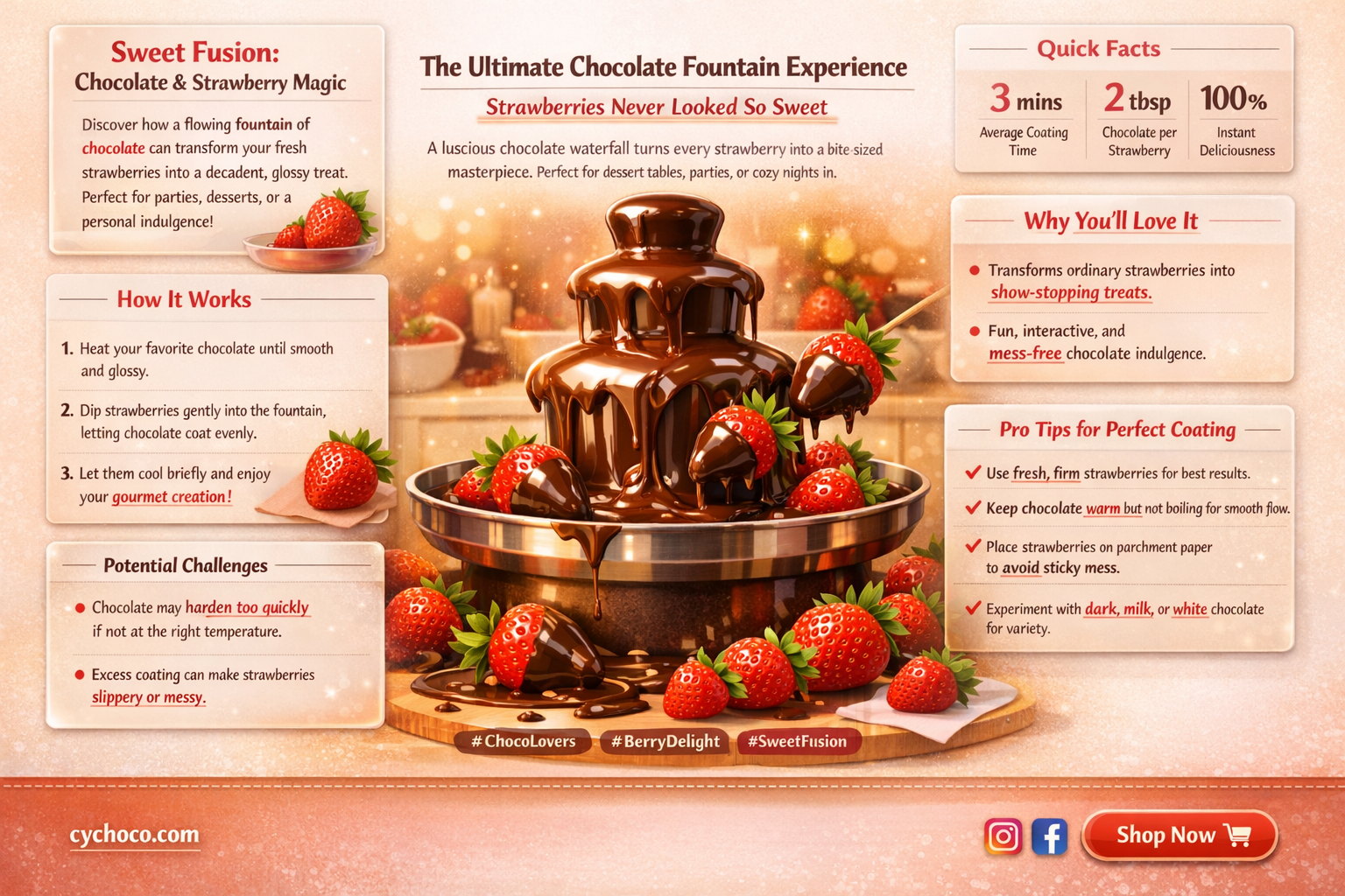 can fountain chocolate be used to coat strawberries
