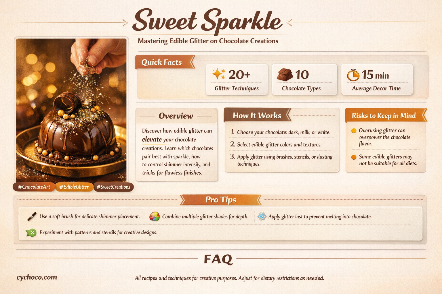 how to get edible glitter to stick to chocolate